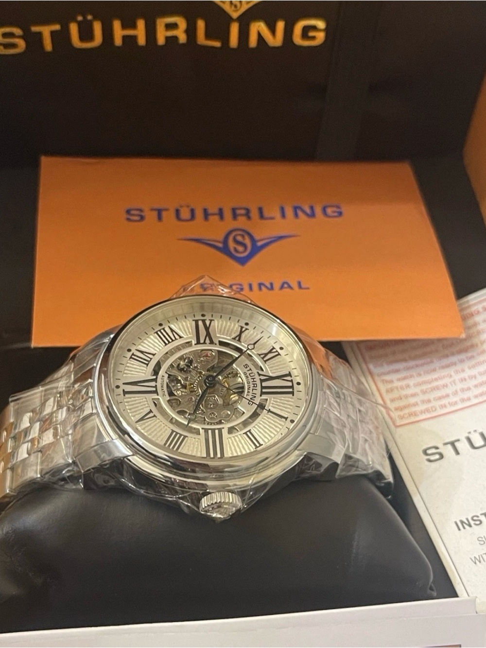 Stuhrling Original Atrium 4031 Men's Automatic Skeleton Watch 42mm Silver-Tone